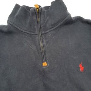 Polo Ralph Lauren‎ Men's XL Quarter Zip 1/4 Pullover Sweater Navy Red Pony Logo